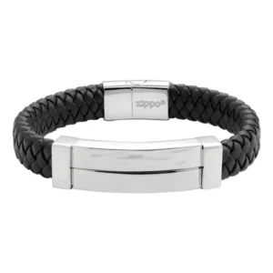 PULSERA PIEL TRENZADA Y ACERO 20CM ZIPPO