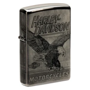 HARLEY DAVIDSON GRIS Y NEGRO ÁGUILA ENCENDEDOR ZIPPO