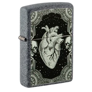 CORAZÓN GRIS Y NEGRO ENCENDEDOR ZIPPO