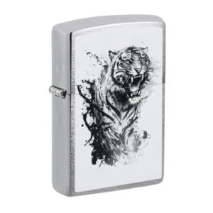 TIGRE GRIS Y NEGRO ENCENDEDOR ZIPPO