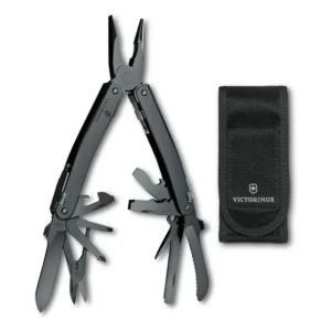 SWISS TOOL SPIRIT MXBS NEGRA, TIJERAS + AYUDA APERTURA + FUNDA NYLON VICTORINOX