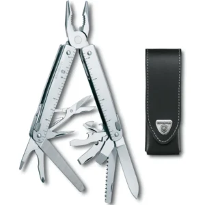 SWISS TOOL X GRANDE CON TIJERA CON FUNDA DE PIEL NEGRA VICTORINOX