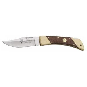 NAVAJA CAZADOR 8CM CON BLOQUEO MUELA - LATÓN/MADERA