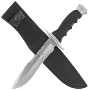 CUCHILLO MANGO ZAMAK LACADO GRIS Y GOMA NEGRA 16CM MUELA