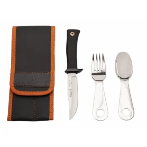 SET DE CAMPING MUELA - FUNDA, CUCHILLO, CUCHARA Y TENEDOR
