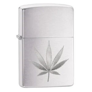 MARIHUANA GRABADA PLATEADO ENCENDEDOR ZIPPO