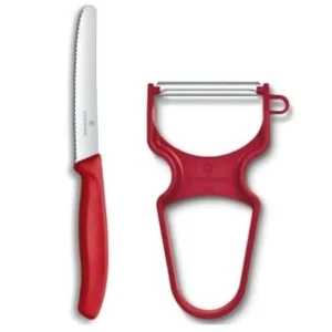 SET 2 PIEZAS - PELADOR Y CUCHILLO SIERRA 10CM ROJO VICTORINOX