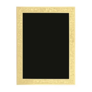 PLACA METÁLICA NEGRA BORDE DORADO 13X10 CM