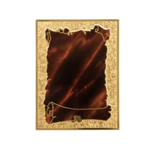 PLACA METÁLICA ROJO BORDE DORADO 13X10 CM