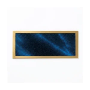PLACA METÁLICA AZUL BORDE DORADO 73X27 MM