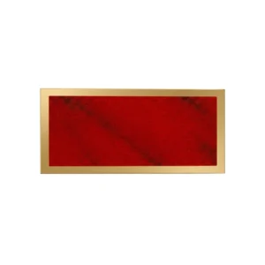 PLACA METÁLICA ROJA BORDE DORADO 79X33 MM